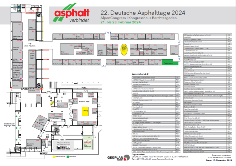 Hallenplan Deutsche Asphalttage 2024 Kongress, Fachausstellung